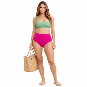 NWT J.Crew Colorblock Bikini Heritage 1989 Scoop Top & High Rise Bottom Swim XS